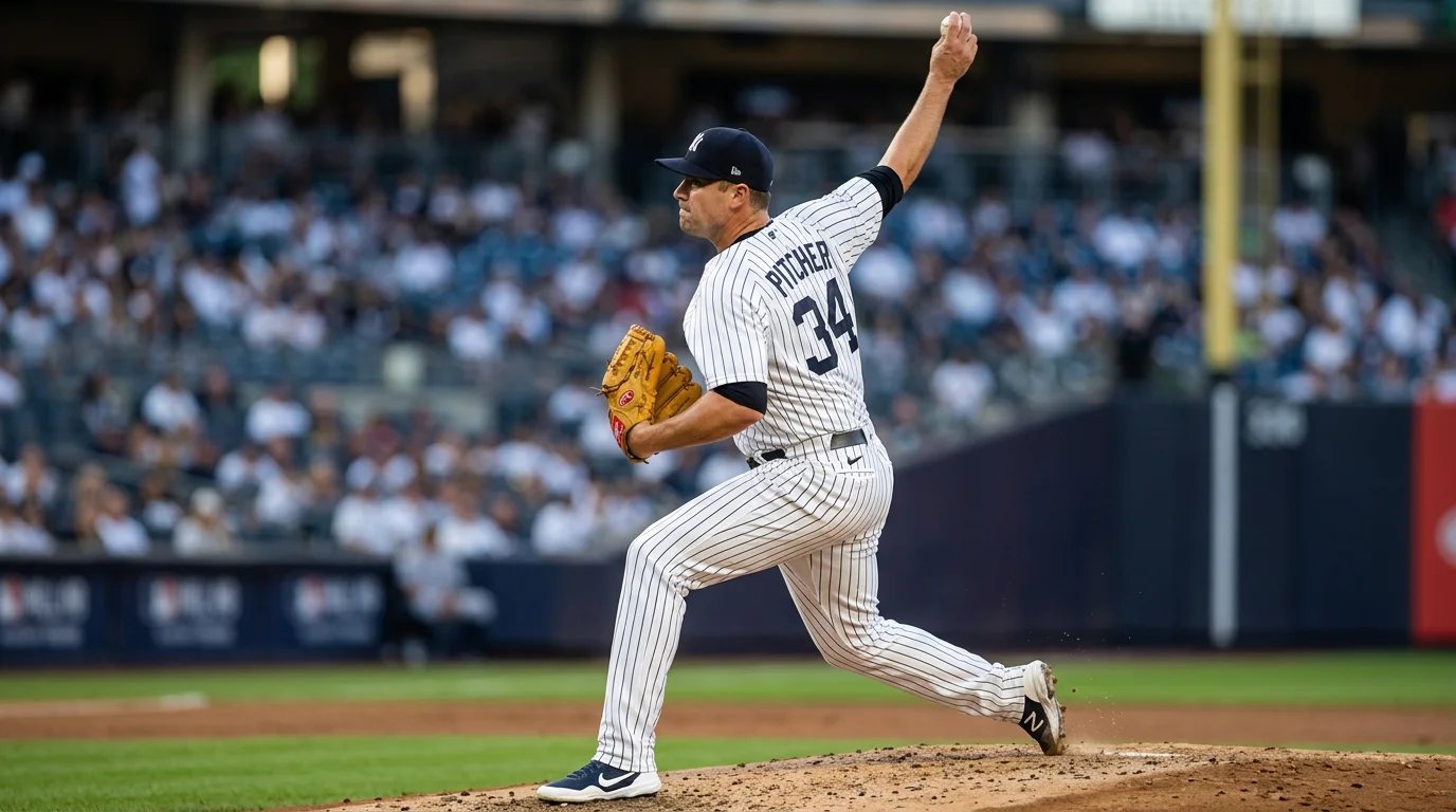 Lanzador titular de la MLB en el montículo preparando el lanzamiento