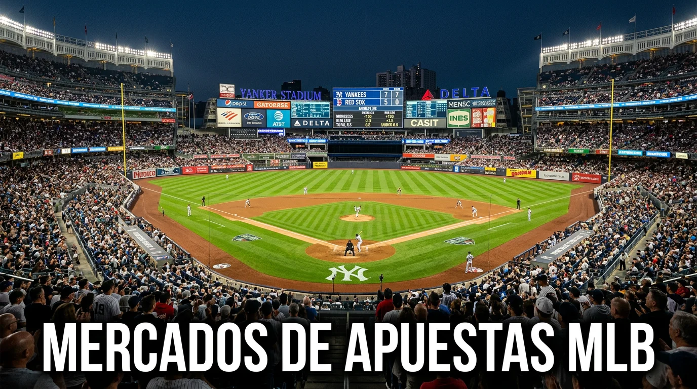 Marcador de béisbol MLB mostrando cuotas de moneyline, run line y totales en partido de temporada regular